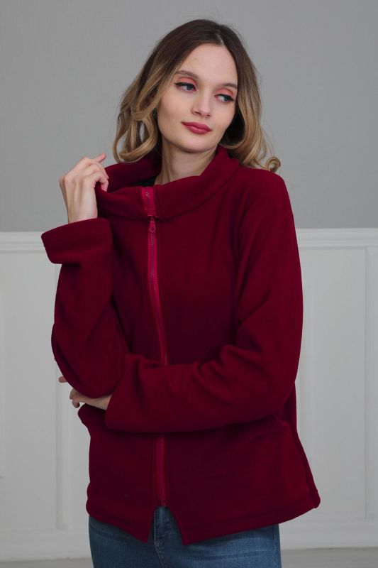 Fermuarlı Cepli Polar Sweatshirt,SW-4 Bordo - 1