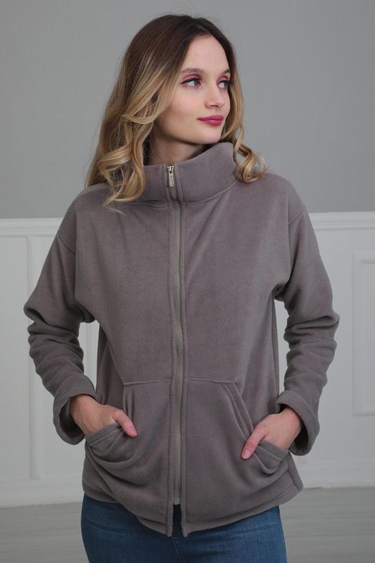 Fermuarlı Cepli Polar Sweatshirt,SW-4 Gri - 1
