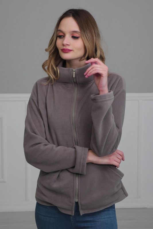 Fermuarlı Cepli Polar Sweatshirt,SW-4 Gri - 2