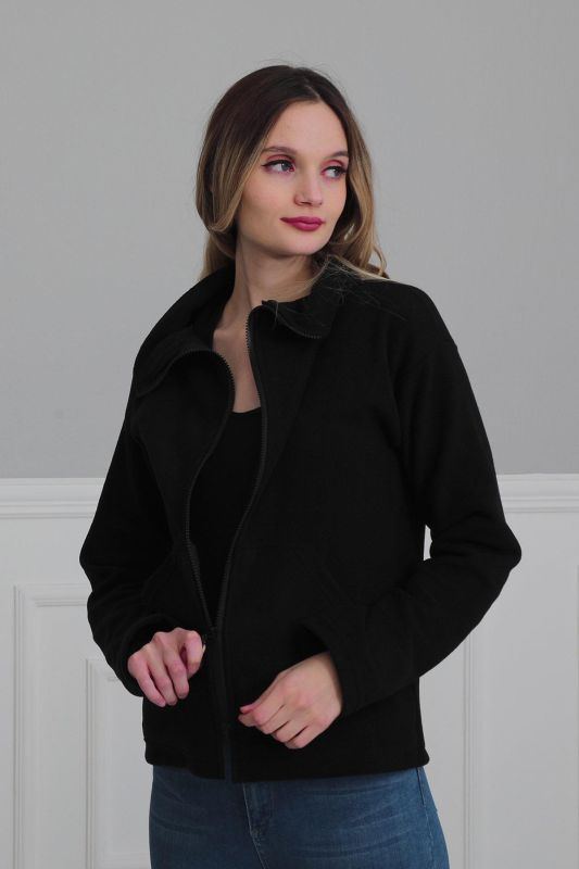 Fermuarlı Cepli Polar Sweatshirt,SW-4 Siyah - 7