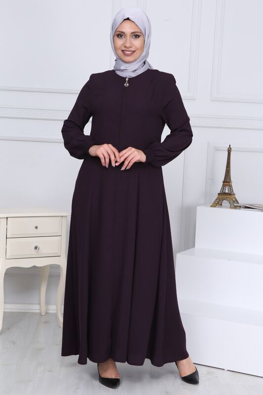 ZIPPERED ABAYA PURPLE MC2001 - 1