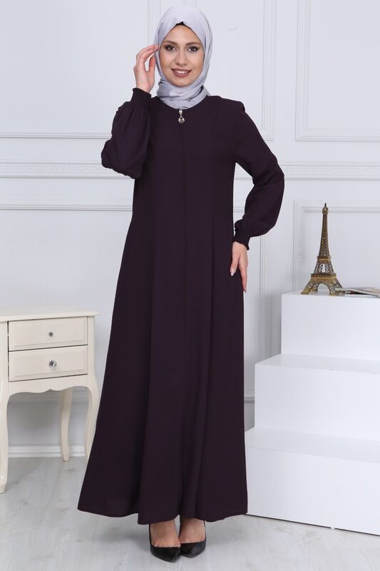 ZIPPERED ABAYA PURPLE MC2001 - 3