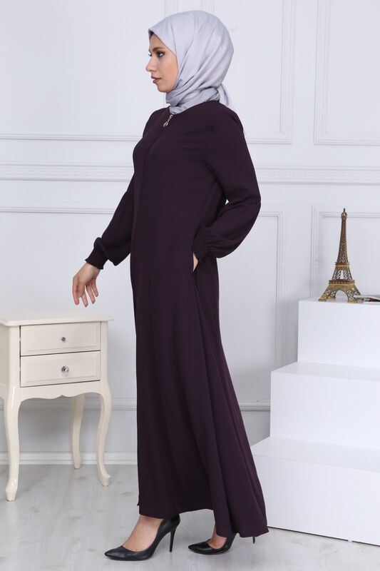 ZIPPERED ABAYA PURPLE MC2001 - 4