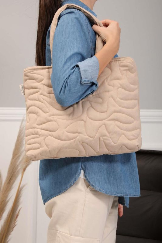 Zippered Shoulder Bag,CK-16 Beige - 4