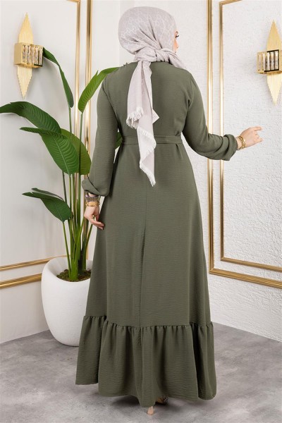 Fırfır Detaylı Aerobin Elbise HAKİ - Thumbnail