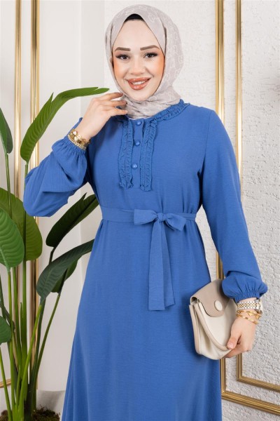 Fırfır Detaylı Aerobin Elbise İNDİGO - Thumbnail