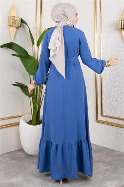 Fırfır Detaylı Aerobin Elbise İNDİGO - Thumbnail