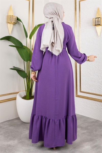 Fırfır Detaylı Aerobin Elbise LİLA - Thumbnail