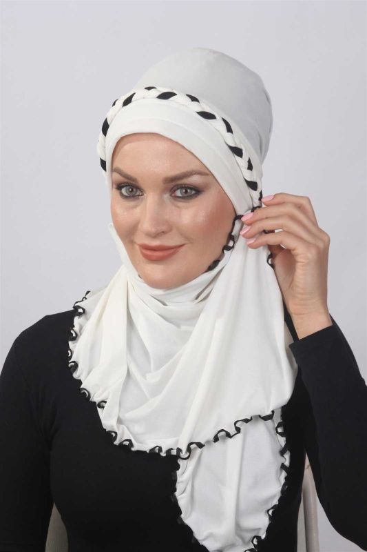 Ruffled Ready Shawl White - 2