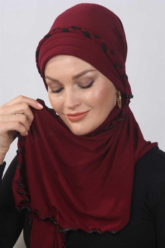 Ruffled Ready Shawl Claret Red - 2