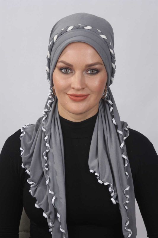 Ruffled Ready Shawl Gray - 1