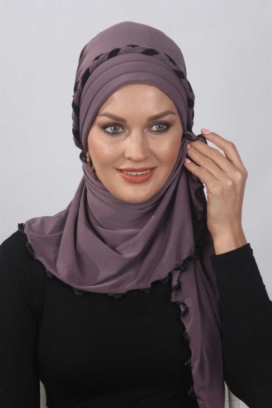 Fırfırlı Hazır Şal  Vizon - 2