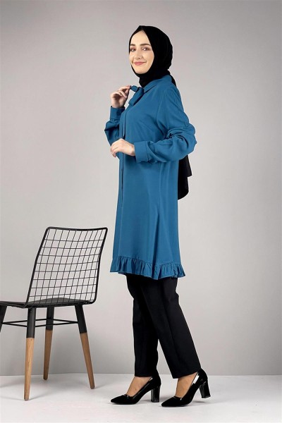 Fırfırlı Tunik Petrol PETROL MAVİ - Thumbnail