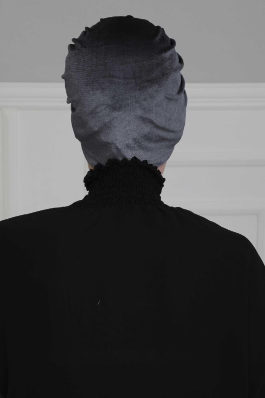 Bow Velvet Bonnet,B-27K Anthracite - 4