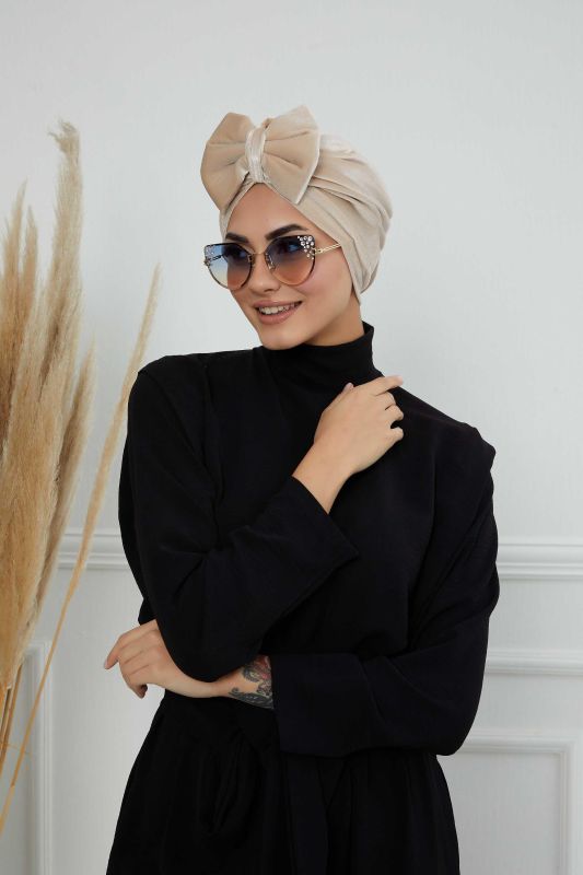 Bow Velvet Bonnet,B-27K Beige - 7