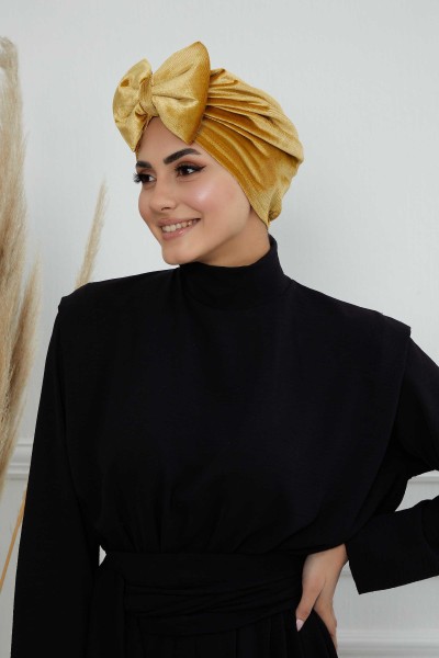 Bow Velvet Bonnet,B-27K Mustard - Thumbnail