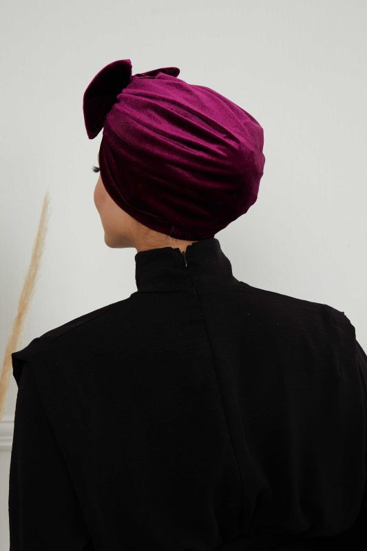 Bow Velvet Bonnet,B-27K Purple - 6