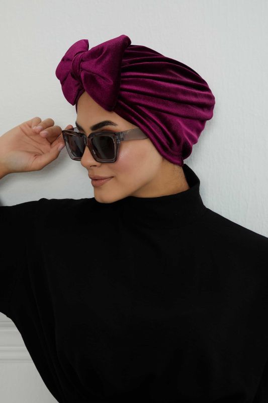 Bow Velvet Bonnet,B-27K Purple - 7
