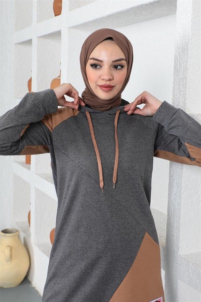 Garnili Eşofman Takımı ANTRASİT - Thumbnail