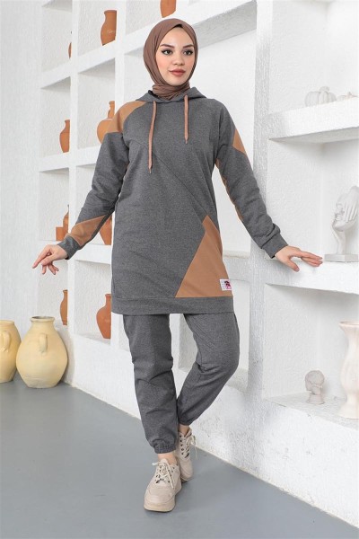 Garnili Eşofman Takımı ANTRASİT - Thumbnail