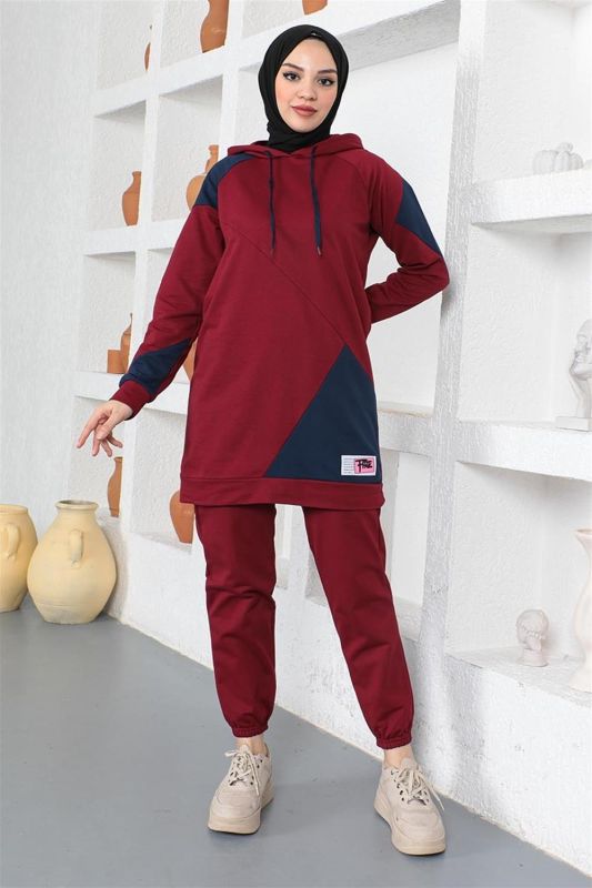 Garnili Eşofman Takımı BORDO - 1