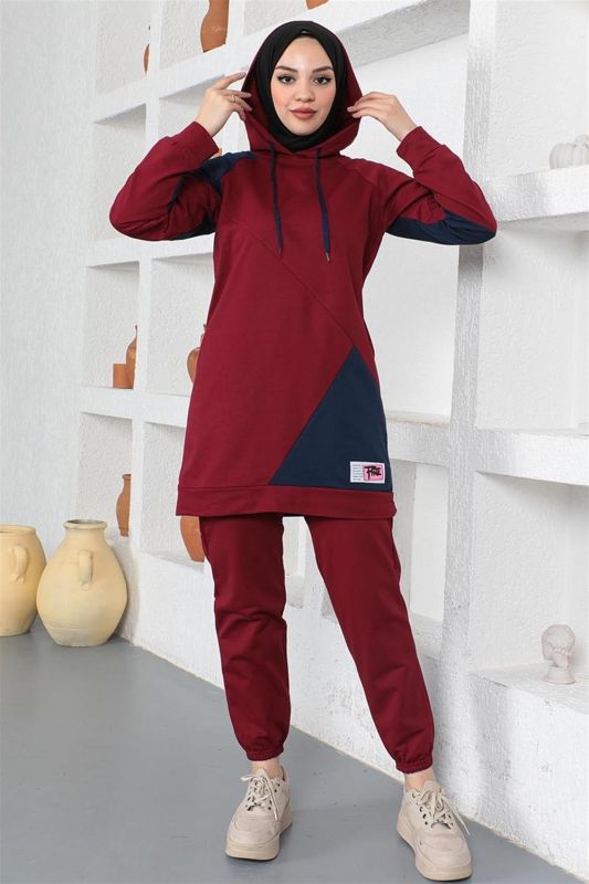Garnili Eşofman Takımı BORDO - 3