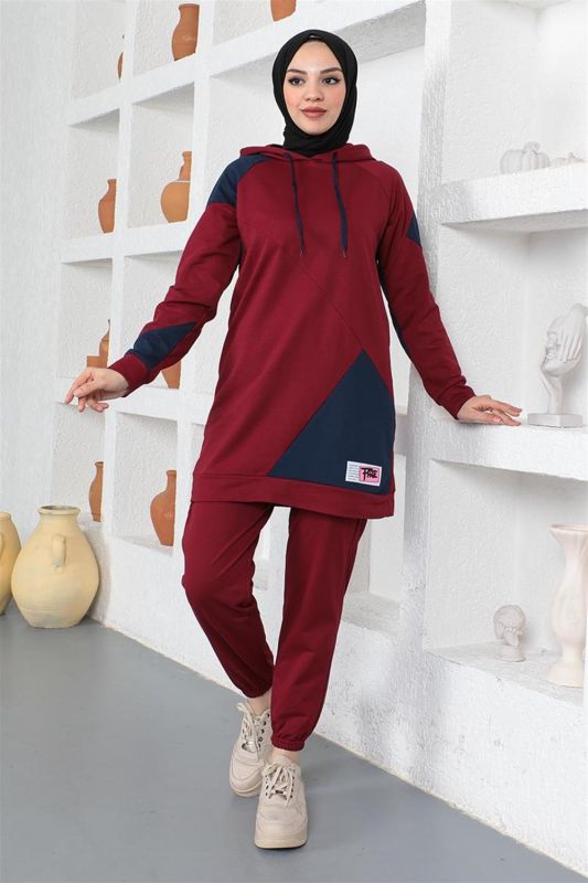 Garnili Eşofman Takımı BORDO - 4