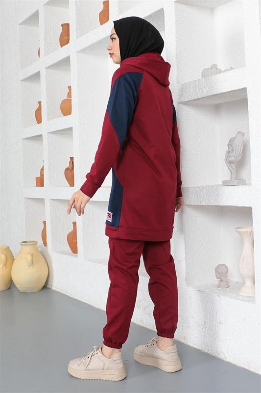 Garnili Eşofman Takımı BORDO - 5