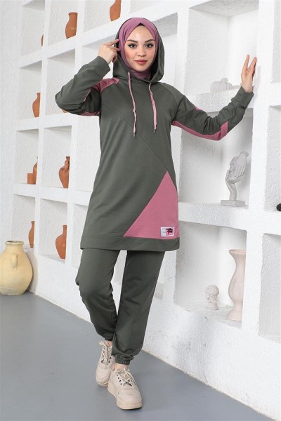 Garnili Eşofman Takımı HAKİ - Thumbnail