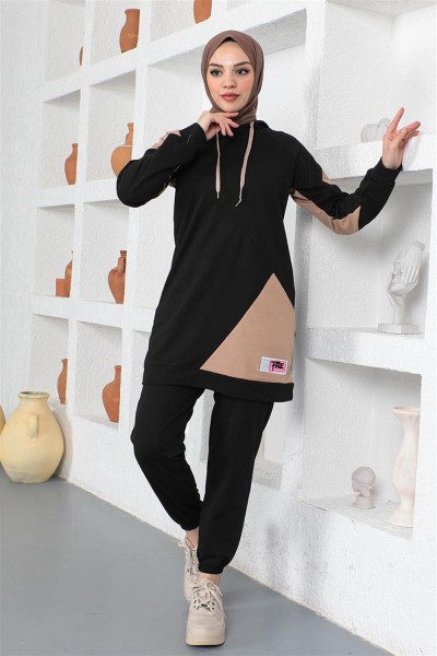 Garnili Eşofman Takımı SİYAH - Thumbnail