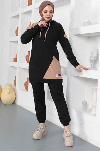 Garnili Eşofman Takımı SİYAH - Thumbnail