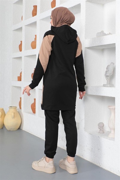 Garnili Eşofman Takımı SİYAH - Thumbnail