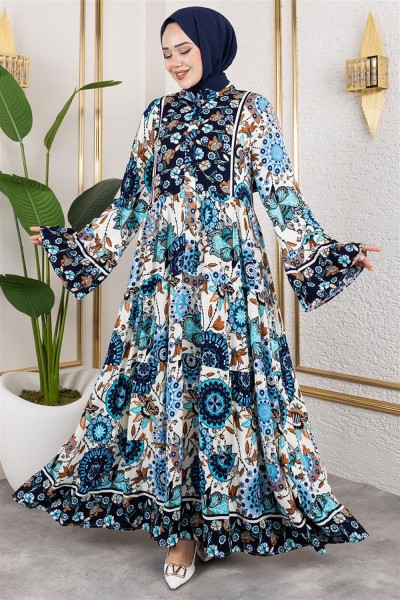 SGS - Geniş Kol Tesettür Elbise LACİVERT