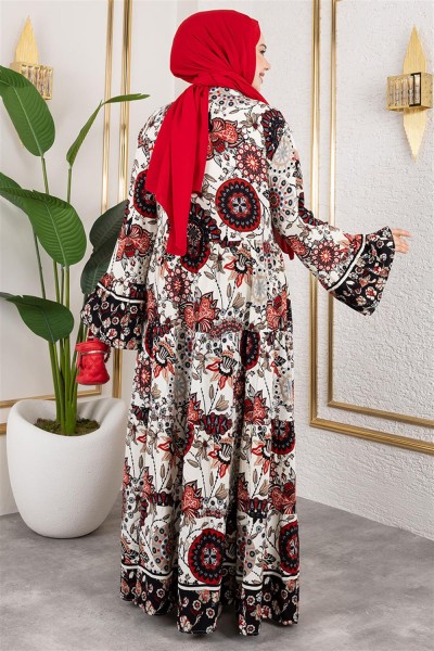 Geniş Kol Tesettür Elbise SİYAH - Thumbnail