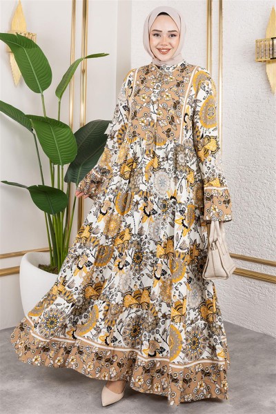 SGS - Geniş Kol Tesettür Elbise VİZON