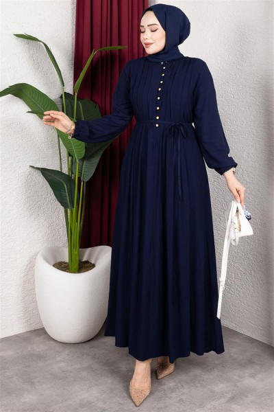 SGS - Gold Düğmeli Belmando Elbise LACİVERT