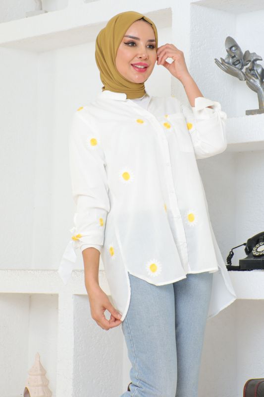 Gömlek beyaz - sarı puantiye 301 - 2
