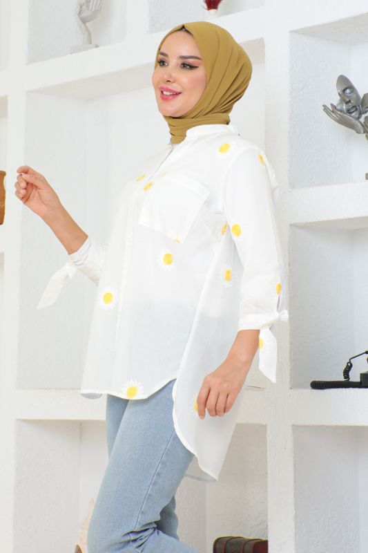 Gömlek beyaz - sarı puantiye 301 - 3