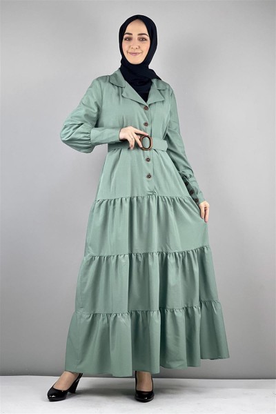 END - Gömlek Yaka Elbise ÇAĞLA YEŞİLİ