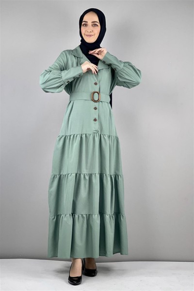 Gömlek Yaka Elbise ÇAĞLA YEŞİLİ - Thumbnail