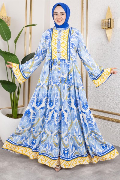 SGS - Hale Viskon Elbise MAVİ