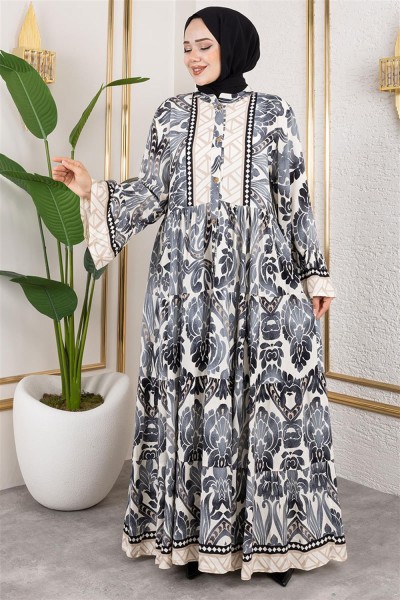 Hale Viskon Elbise SİYAH - Thumbnail