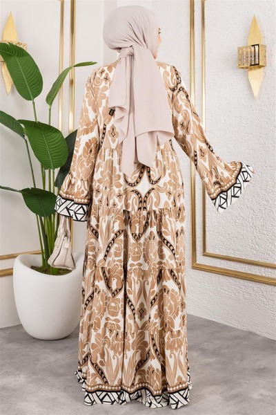 Hale Viskon Elbise TABA - Thumbnail