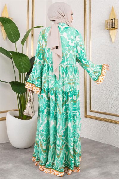 Hale Viskon Elbise YEŞİL - Thumbnail