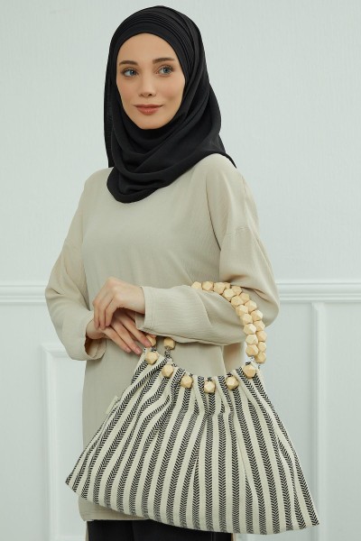 Moda Çizgi - Ring Detailed Bag,CK-33 Striped Pattern