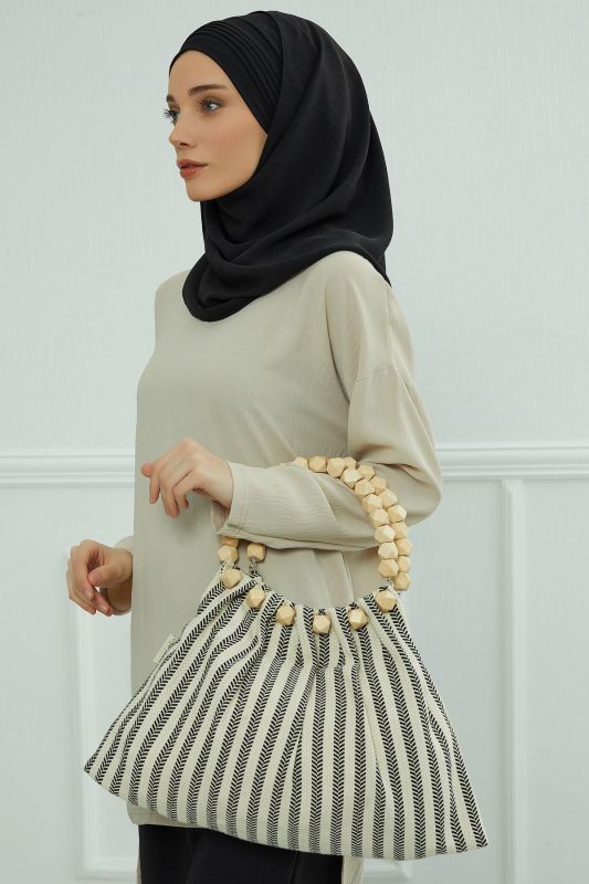 Ring Detailed Bag,CK-33 Striped Pattern - 2