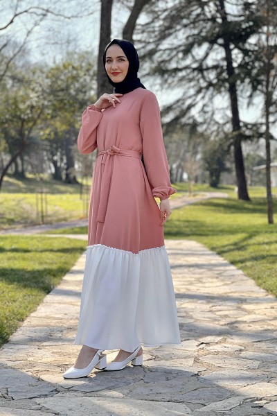 Moda Çizgi Hijab Dress - Thumbnail
