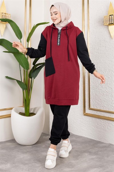 İkili Eşofman Takımı BORDO SİYAH - Thumbnail