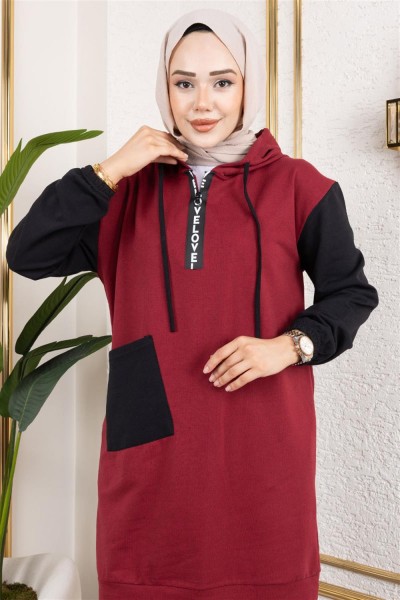 İkili Eşofman Takımı BORDO SİYAH - Thumbnail