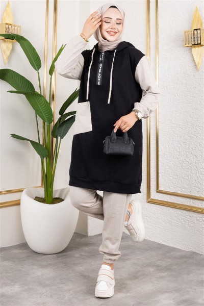 İkili Eşofman Takımı SİYAH VİZON - Thumbnail